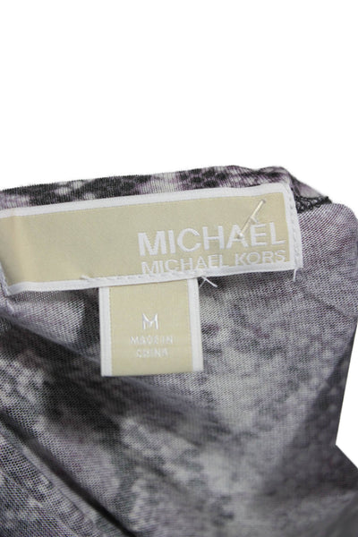 Michael Michael Kors Women Animal Print Tunic Gray Short Sleeve Size M