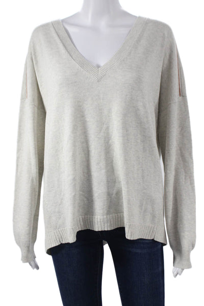 Lilla P Women Pullover V-Neck Cotton Gray Long Sleeve Size XL