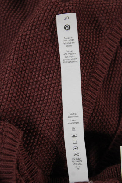 Lululemon Womens Tunic Sweater Red Viscose Crewneck Long Sleeve Size 20