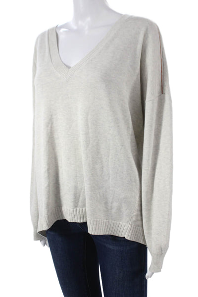 Lilla P Women Pullover V-Neck Cotton Gray Long Sleeve Size XL