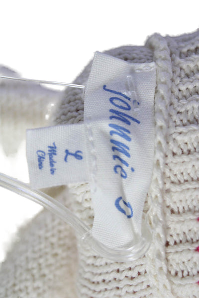 Johnnie-o Unisex Pullover Sweater Ivory Cotton Crew Neck Long Sleeve Size L