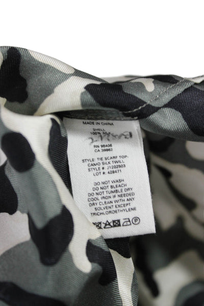 Theory Women Silk Camouflage High Neck Sleeveless Basic Blouse Size S