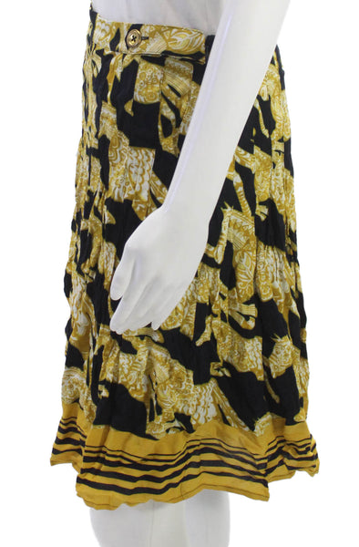 Maeve Anthropologie Women Pleated Skirt Black Animal Print Size 10