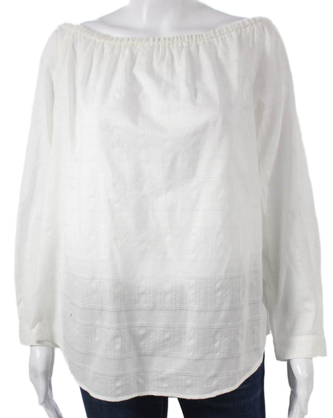 Rag & Bone Womens Off Shoulder Striped Cotton Tunic Blouse Long Sleeve Size L