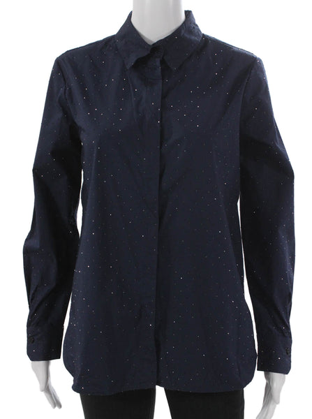 Marella Womens Basic Collared Cotton Button-Up Long Sleeve Top Size 42