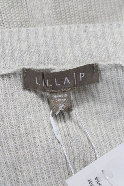 Lilla P Women Pullover V-Neck Cotton Gray Long Sleeve Size XL