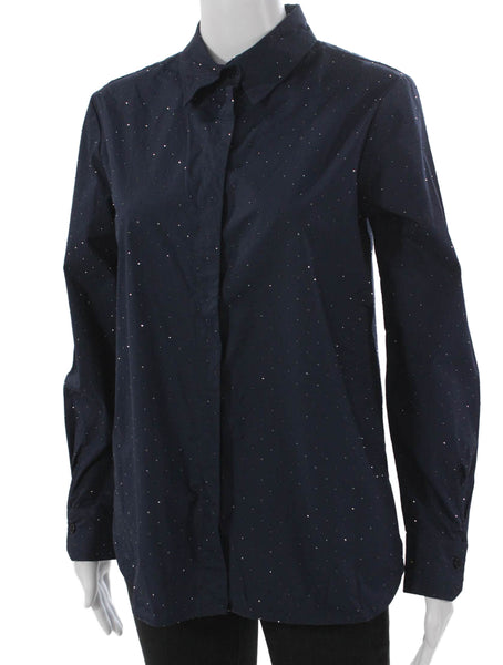 Marella Womens Basic Collared Cotton Button-Up Long Sleeve Top Size 42