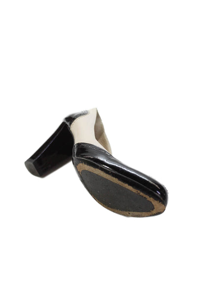 Bally Womens Patent Leather Saddle Oxford Detail Pumps Black White Size 6.5