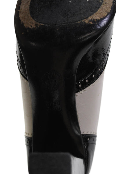 Bally Womens Patent Leather Saddle Oxford Detail Pumps Black White Size 6.5