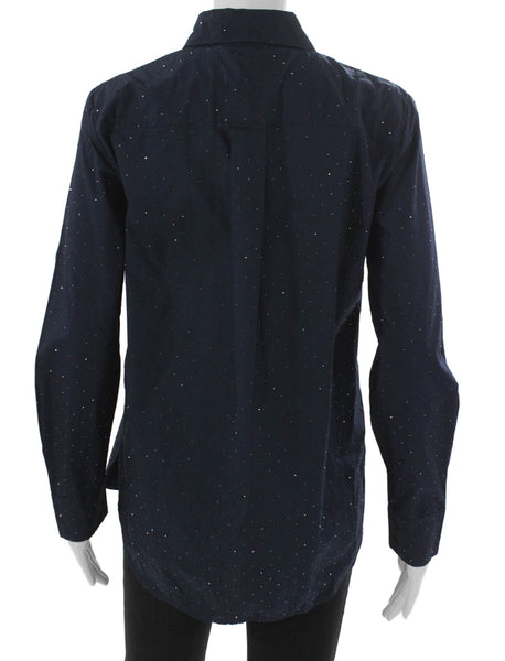 Marella Womens Basic Collared Cotton Button-Up Long Sleeve Top Size 42