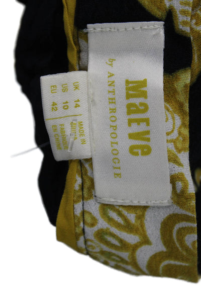 Maeve Anthropologie Women Pleated Skirt Black Animal Print Size 10