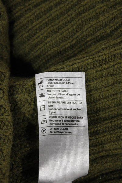 Vince Women Green V-Neck Wool Blend Pullover Sweater Long Sleeve Size L