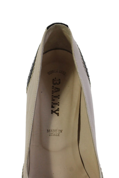 Bally Womens Patent Leather Saddle Oxford Detail Pumps Black White Size 6.5