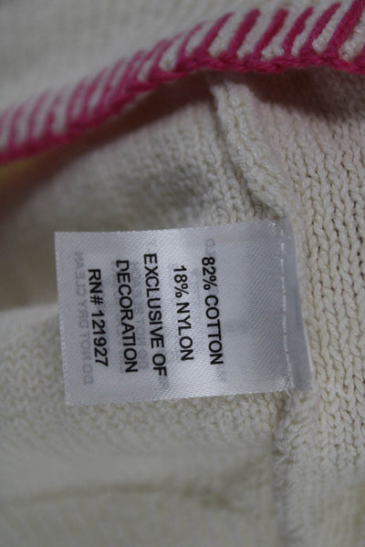 Johnnie-o Women Pullover Sweater Ivory Cotton Long Sleeve Round Neck Size XL