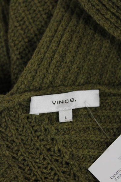 Vince Women Green V-Neck Wool Blend Pullover Sweater Long Sleeve Size L