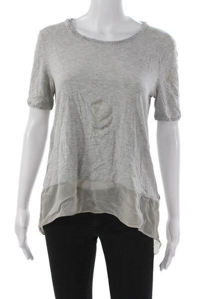 St. John Women Tunic Gray Viscose Short Sleeve Roundneck Pullover Size M