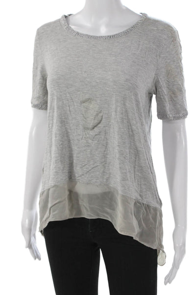 St. John Women Tunic Gray Viscose Short Sleeve Roundneck Pullover Size M