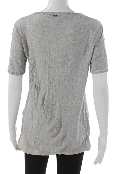 St. John Women Tunic Gray Viscose Short Sleeve Roundneck Pullover Size M