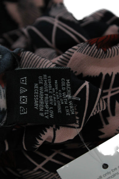 BCBG Max Azria Womens Wrap Dress Black Floral V Neck Long Sleeve Size L
