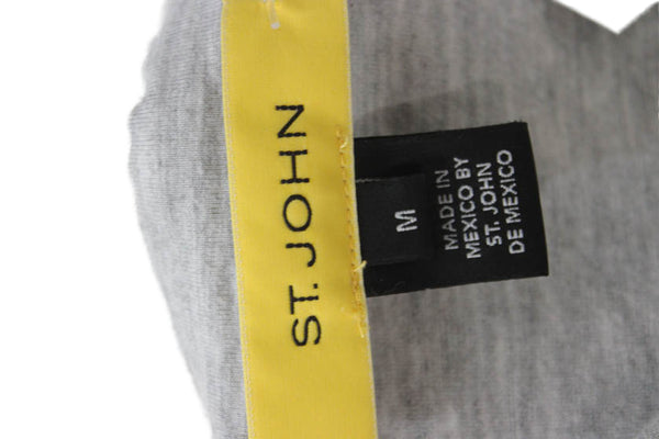 St. John Women Tunic Gray Viscose Short Sleeve Roundneck Pullover Size M