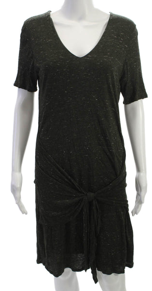 Dolan Womens Green Viscose V-Neck T-Shirt Dress Short Sleeve Knee Length Size M