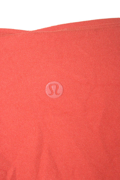 Lululemon Women Basic Long Sleeve T-Shirt Orange Boat Neck Size M