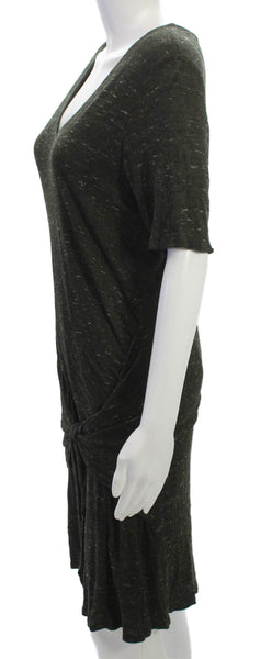 Dolan Womens Green Viscose V-Neck T-Shirt Dress Short Sleeve Knee Length Size M