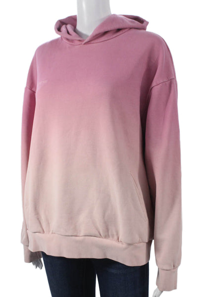 Pangaia Women Pullover Hoodie Pink Colorblock Viscose Long Sleeve Size M