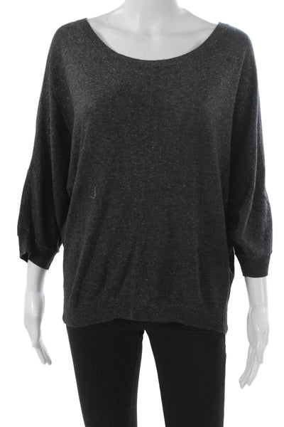 Vince Women Gray Wool Boat Neck Pullover Sweater 3/4 Sleeve Size S