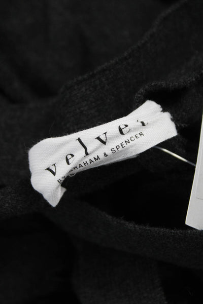 Velvet Women Sweater Dress Gray Cotton V-Neck Long Sleeve Button Size M