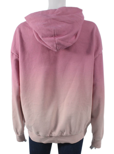 Pangaia Women Pullover Hoodie Pink Colorblock Viscose Long Sleeve Size M