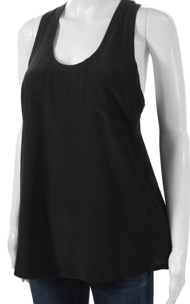 Joie Womens Silk Scoop Neck Sleeveless Basic Tank Black Size M