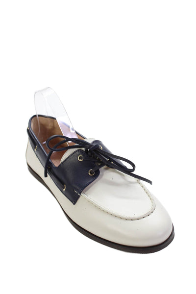 J Crew Womens Leather Colorblock Loafers White Size 11