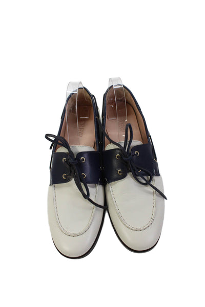 J Crew Womens Leather Colorblock Loafers White Size 11