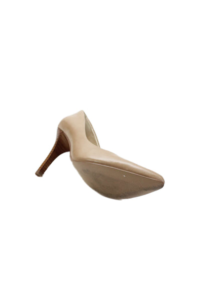 Nine West Womens Leather Pointed Toe Pumps Beige Size 7 Medium