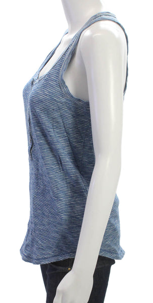 Hi-Line Madewell Women Basic Striped Cotton Scoop Neck Tank Blue Size S