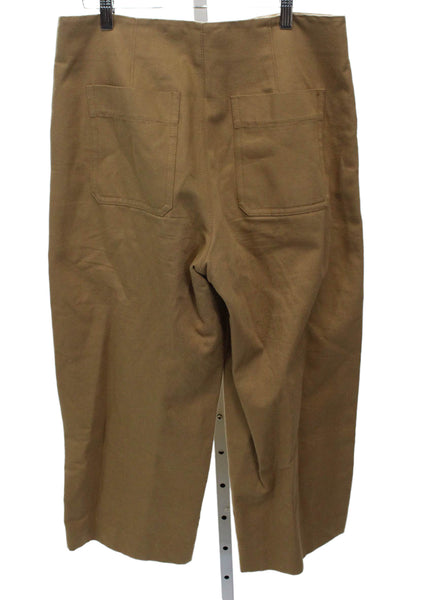 Vince Womens Cropped Pants Brown Cotton Button Size 8