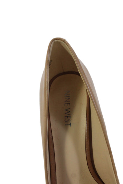 Nine West Womens Leather Pointed Toe Pumps Beige Size 7 Medium