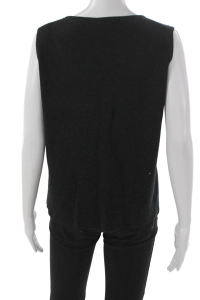 Eileen Fisher Women Pullover Merino Wool Gray Round Neck Sleeveless Size M