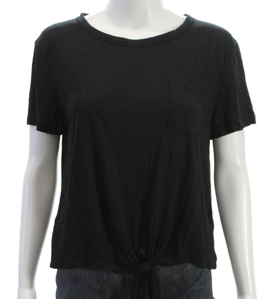 J Crew Women Basic Black Modal Blend Crew Neck Short Sleeve T-Shirt Size M