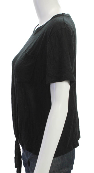 J Crew Women Basic Black Modal Blend Crew Neck Short Sleeve T-Shirt Size M