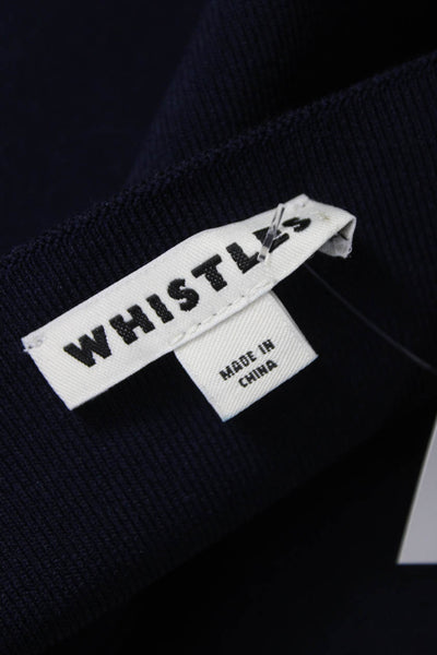 Whistles Women Blue Viscose Square Neck Basic Blouse Size 4