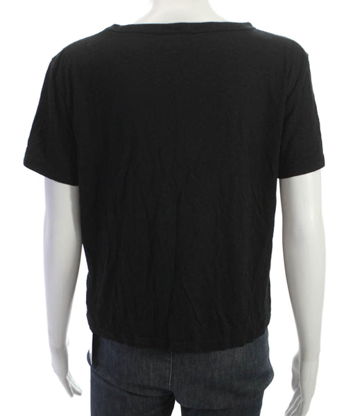 J Crew Women Basic Black Modal Blend Crew Neck Short Sleeve T-Shirt Size M