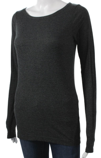 Vince Womens Basic Modal Long Sleeve T-Shirt Gray Size M
