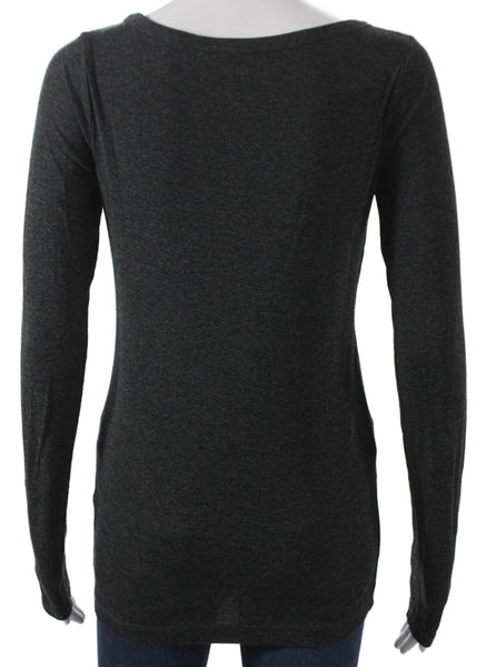 Vince Womens Basic Modal Long Sleeve T-Shirt Gray Size M