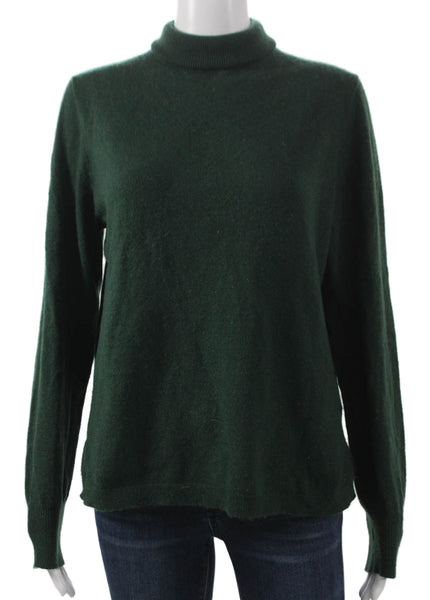 J Crew Women Green Cashmere Turtleneck Pullover Sweater Size L