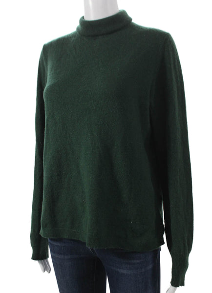 J Crew Women Green Cashmere Turtleneck Pullover Sweater Size L
