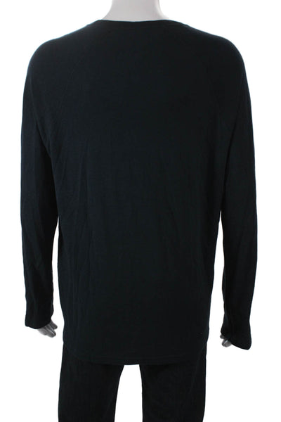 Billy Reid Mens Long Sleeve Pima Cotton Black Round Neck Shirt Size XL