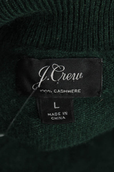 J Crew Women Green Cashmere Turtleneck Pullover Sweater Size L