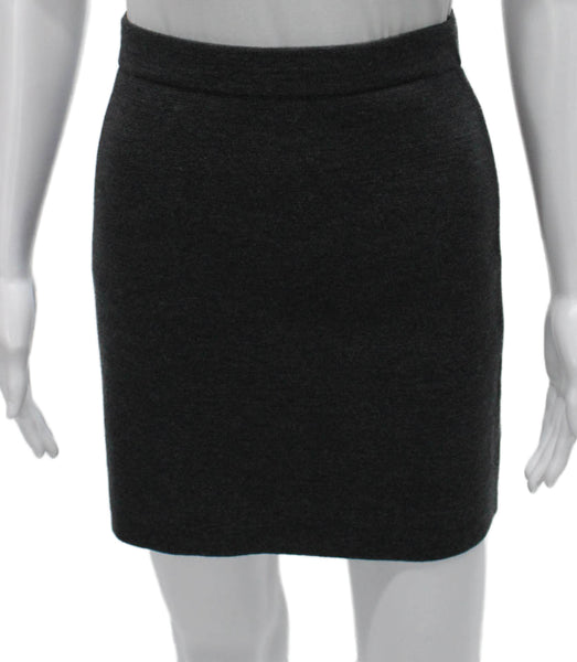Marella Womens Straight Pencil Wool Mini Skirt Gray Pull On Size S
